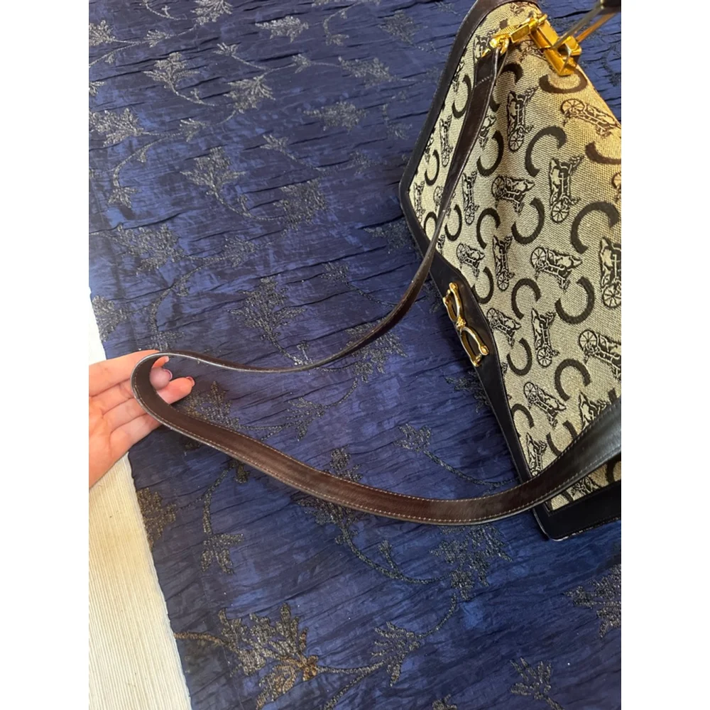 Celine Brown Beige Monogram Shoulder/Top Handle Bag